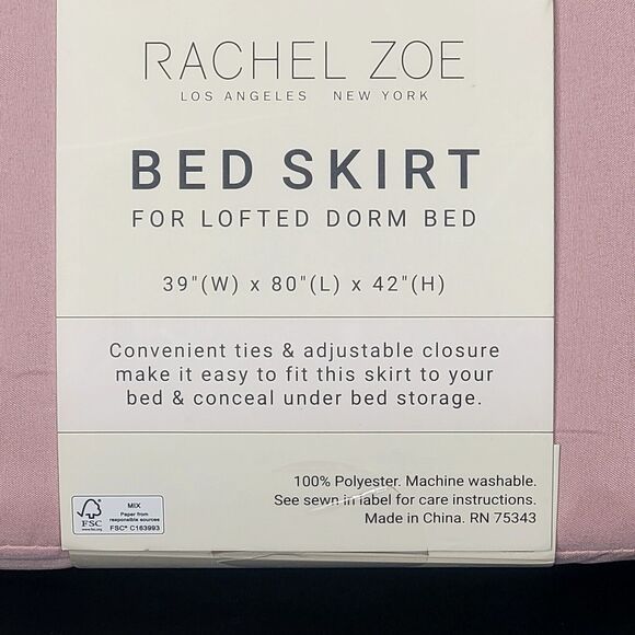 Rachel Zoe Blush Pink Lofted Dorm Bed Skirt Pretty Coquette College 39x80x42 NWT - Picture 5 of 6